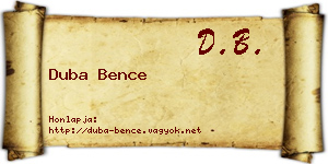 Duba Bence névjegykártya