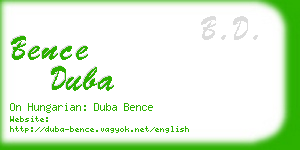 bence duba business card